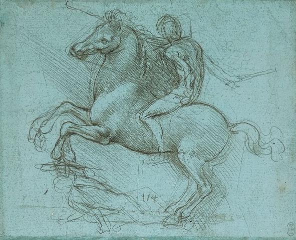 Leonardo da Vinci: A Rider on a Rearing Horse Trampling on a Fallen Foe